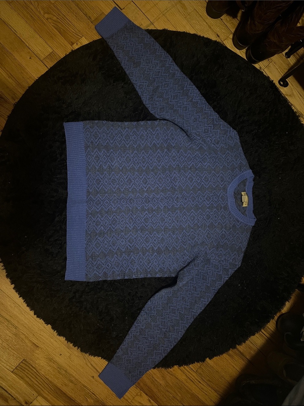 Men's Sun River Blue patterned Crewneck Sweater
